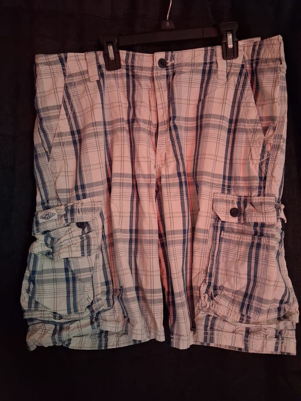 Lee Men's Plaid Cargo Shorts - Blue and White